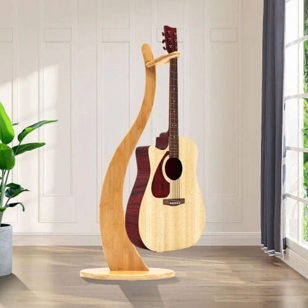 40.55 Inches Bamboo Guitar Stand With Non-slip Pads For Guitar, Bass Anti-Slip