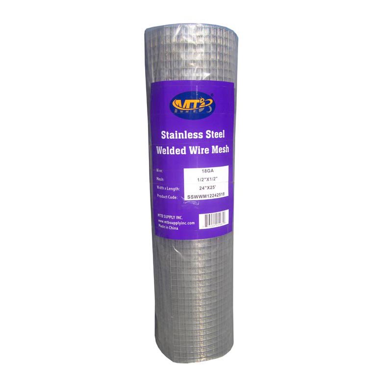 MTB SS304 Stainless Steel Welded Wire Mesh 24”x 25' 1/2 inch x 1/2