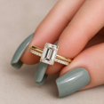 thumbnail image 3 of vylahjewellery Emerald Moissanite Ring, Hidden Halo Engagement Ring for Women, Wedding Bridal Set Ring, Pave Half Eternity Band, 3 of 8