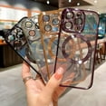 thumbnail image 6 of Compatible with iPhone 14 Pro Magnetic Case, Luxury Plating Clear Phone Case, Compatible with MagSafe for Women Girls with Camera Protector Soft TPU Shockproof Back Cover - Purple, 6 of 10