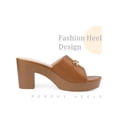 thumbnail image 4 of BLISSFUL STEP Open Toe Platform Block Heel Slides Sandals for Women Brown 8, 4 of 6