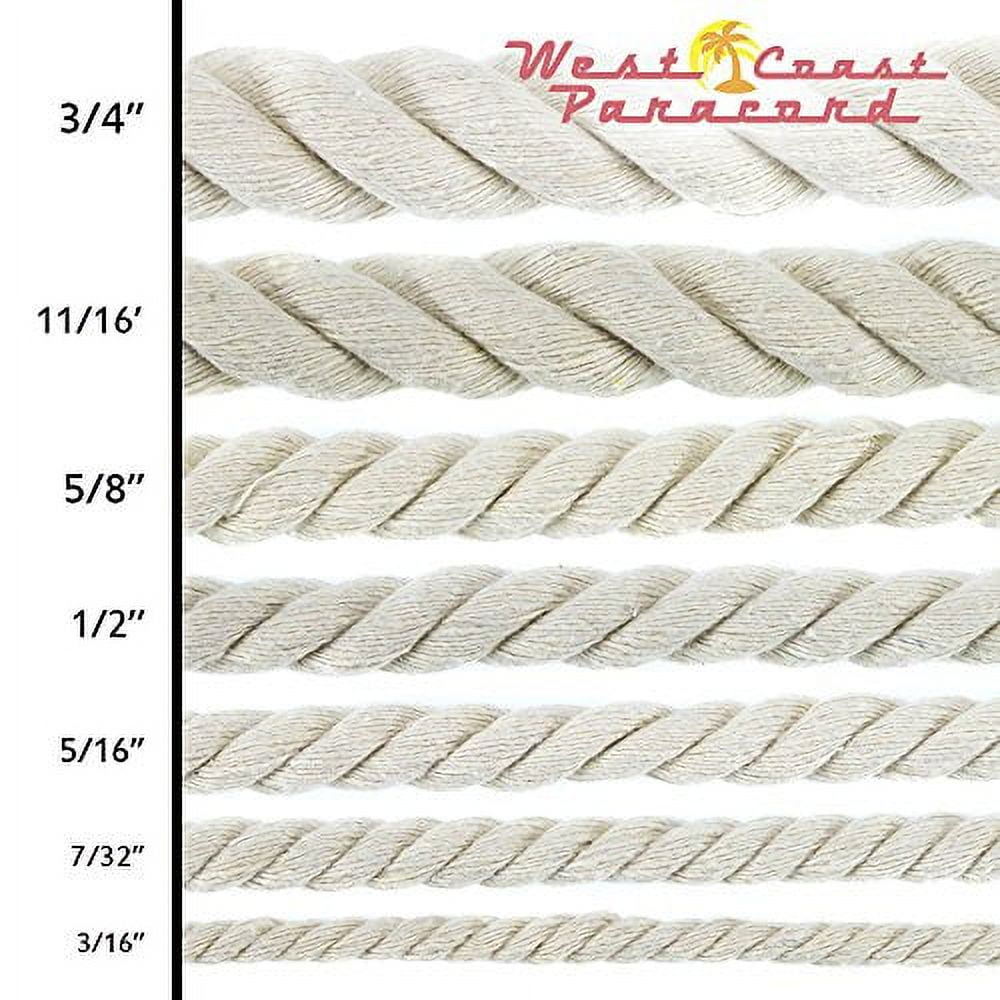 West Coast Paracord Original Natural Cotton Rope - Choose from 3/4