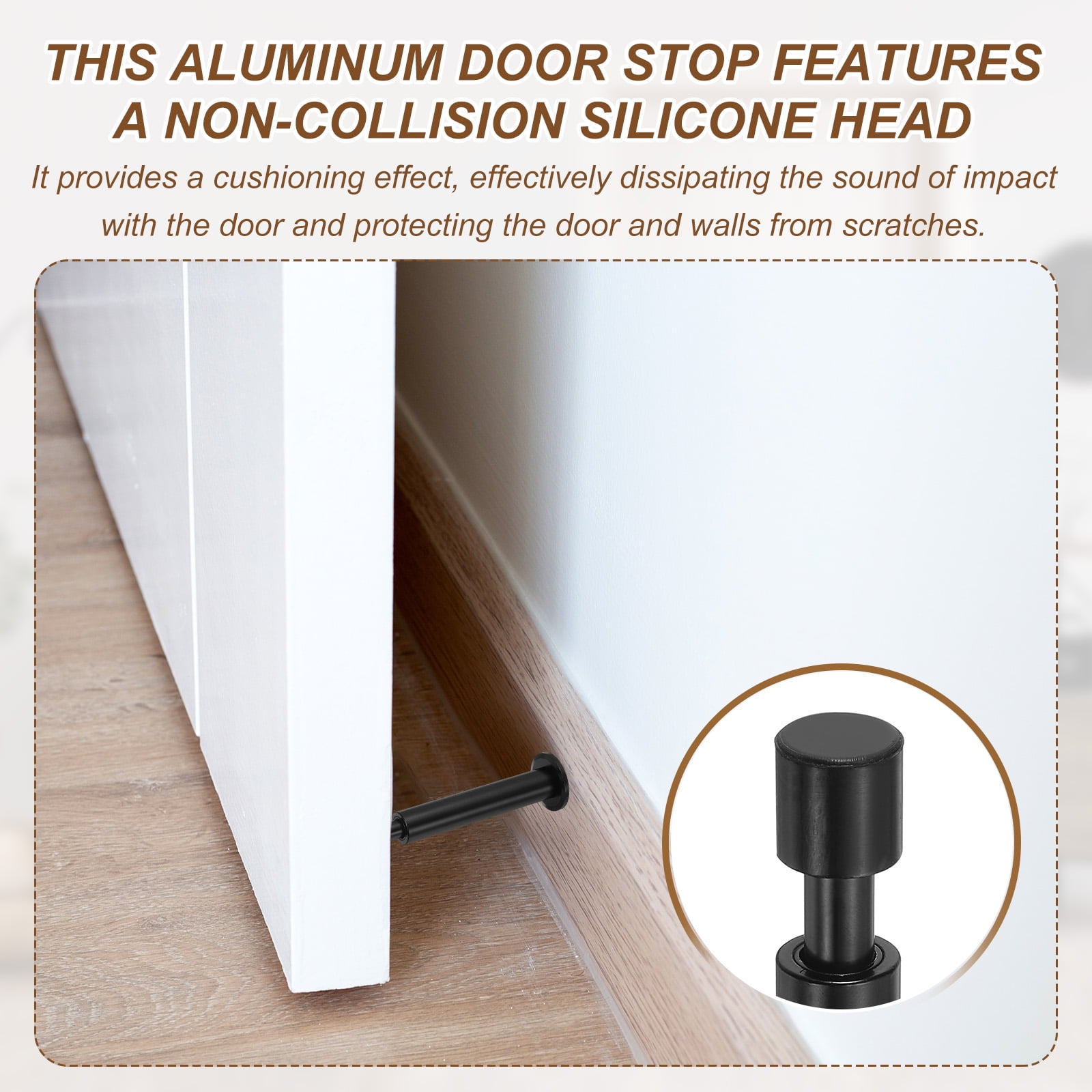 Uxcell 5 Pcs Doorstops, Aluminum Door Stop Metal Wall Protector Doorstop Long Solid for Home Office Shopping Mall to Protect Wall Door, 3 Silver/2 Gold
