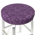 thumbnail image 3 of Balery Retro Florals Purple Velvet Round Bar Chair Cushion Cover Adjustable, Protects From Scratches And Stains, Soft & Washable Ideal For Wooden And Metal Stools - 12 Inch, 3 of 7