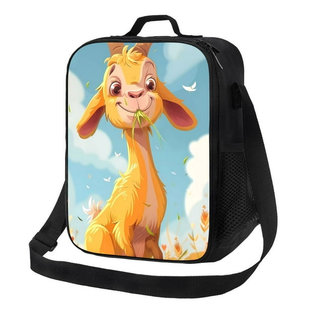 Disketp Happy Goat In Meadow Bolsa Térmica Estampada para Almuerzo, Lonchera para Hombres y Mujeres Adultos