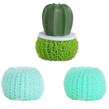 

Fusipu 1 Set Adorable Cactus Shape Cleaning Brush Anti-slid Handle Rich Foam Plastic Scrubbing Brush for Home