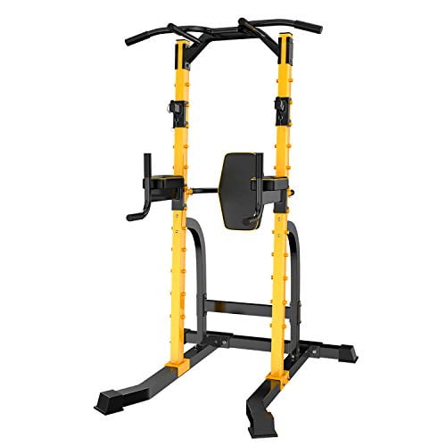ZENOVA Power Tower,Pull Up Bar Station, Pull Up Tower Dip Station for Home Fitness Exercise,Multi-Function Workout Equipment Squat Rack (Yellow)