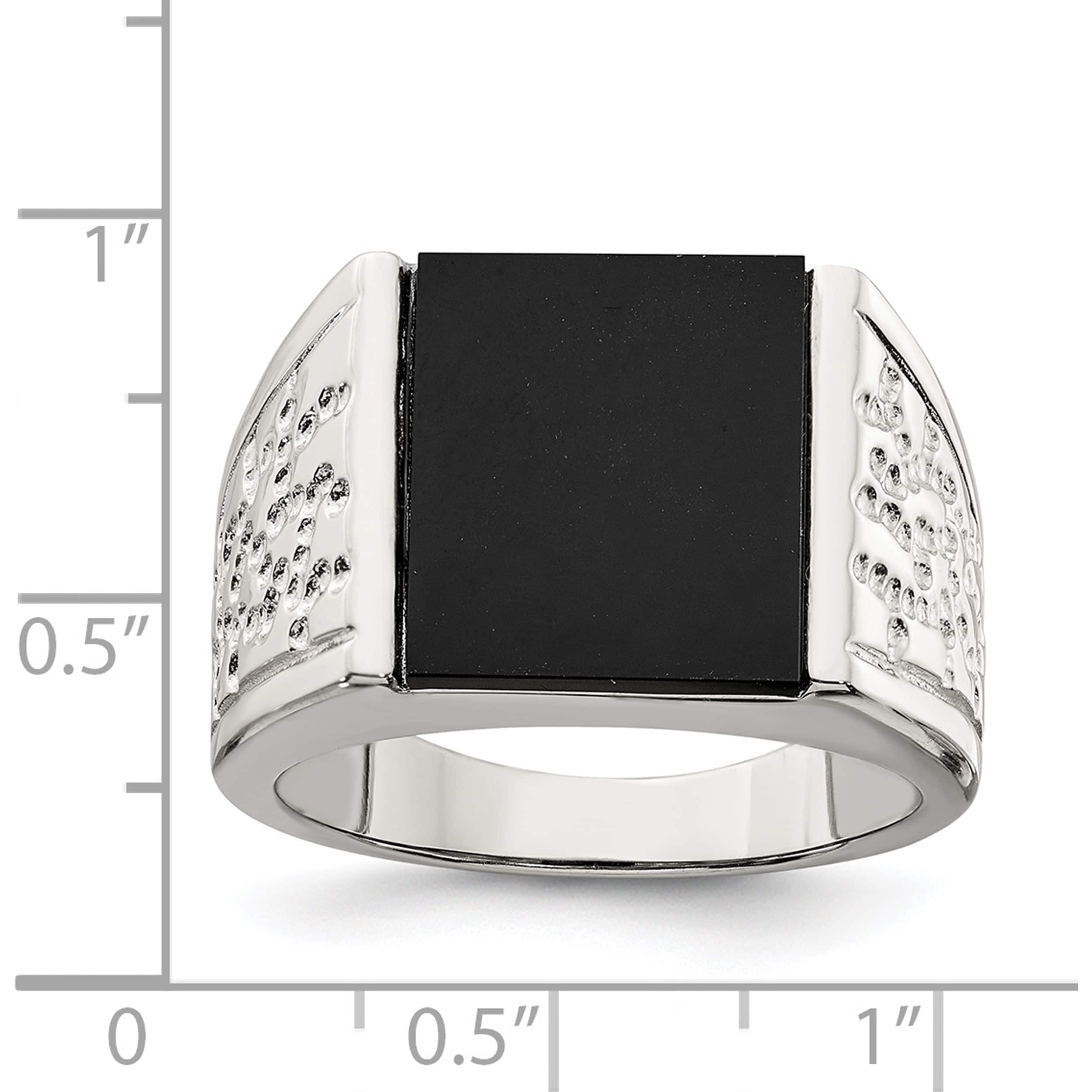 ★pandorum★ Luxury ring Onyx PR-010 Sterling Silver Rhodium-Plated Men's Onyx Ring (Size 9) Made
