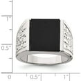 thumbnail image 3 of Sterling Silver Rhodium-Plated Men's Onyx Ring (Size 10) Made In China qr2460-10, 3 of 5
