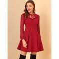 thumbnail image 2 of INSPIRE CHIC Women's Tie Neck Ruffled Mesh Long Sleeve Mini Dress, 2 of 6