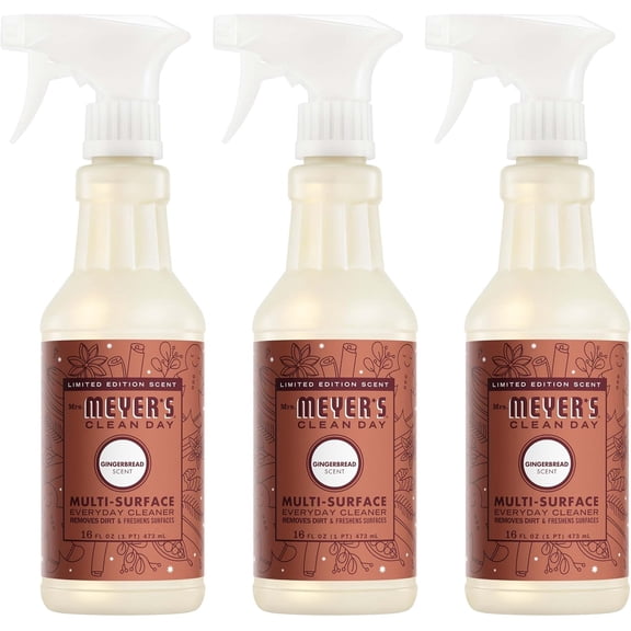 CLEAN DAY Multi-Surface Everyday Cleaner, Gingerbread Scent, 16 Fl Oz Bottle - 3 Pack