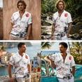 thumbnail image 2 of Tsovthrid Ink-Wash Cherry Blossom Mountain Print Linen-Like Couple Matching Shirts, Women's Maxi Dress with Pockets and Men's Aloha Shirt, 2026 Beach Couples Outfit for Husband Wife, 4XL, 2 of 7