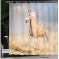 thumbnail image 4 of Ambesonne Horse Shower Curtain, Palomino Sand Desert, 69"Wx84"L, Purple Grey Peach, 4 of 5