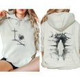 thumbnail image 4 of Christian Double Sided Hoodie – Cross and Heavenly Light Back Print, Inspirational Faith-Based Pullover for Men and Women, 4 of 7