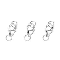 8mm Lobster Clasp with Closed Jump Rings, 3 Set Lobster Claw Clasp, Light Silver