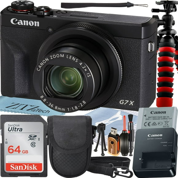 Canon PowerShot G7 X Mark III Appareil Photo Numérique (Noir) avec Objectif Zoom Optique 4,2x + Carte Mémoire SanDisk 64 Go + Étui + Ensemble Avancé ZeeTech