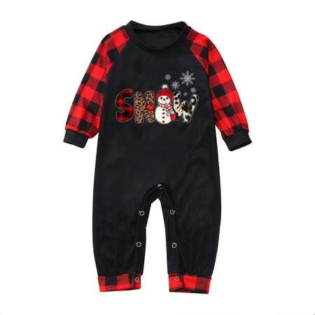 

Nomeni Parent Warm Christmas Set Plaid Printed Home Wear Pajamas Jumpsuit Romper