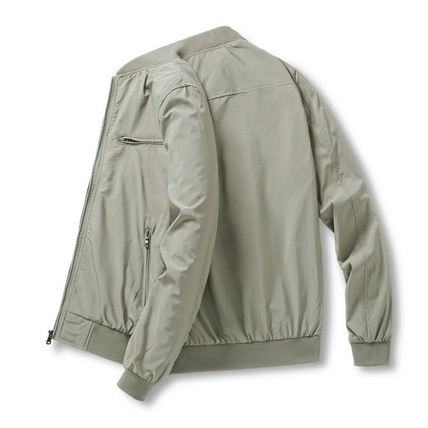 Chaqueta cortavientos de bolsillo a prueba de viento cálida informal con cremallera y cuello alto de color sólido para hombre Pompotops oipoqjl11518