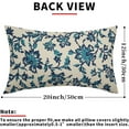 thumbnail image 4 of Navy Blue Teal Floral Block Print Lumbar Pillow Covers 12x20 Set of 2 Vintage Flower Modern Patterned Cream Rectangle Decorative Throw Pillow Cases Outdoor Farmhouse Decoration for Sofa Couch Bed, 4 of 6