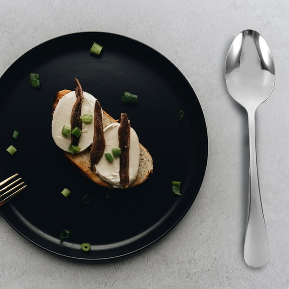 MERRYHAPY Set of 6 Large Stainless Steel Dinner Spoons for Kitchen and Dining, Smooth Finish, and Stylish Flatware