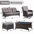 thumbnail image 7 of Unnifurnzi Wicker Outdoor Conversation Set-6 Pieces Outdoor Wicker High Back Couch with Swivel Rocker Chairs Patio Furniture for Deck Poolside Backyard-Brown/Gray, 7 of 7