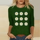 thumbnail image 2 of Tops de Cuello Redondo para las Mujeres Moda Impresa 3/4 Mangas Blusa Casual Top, Estante de Imitación, 2 of 5