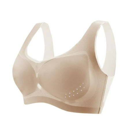 

Frehsky underwear women Womens Unwired Padded Bra Top Everyday Basics Deep V Neck Beige
