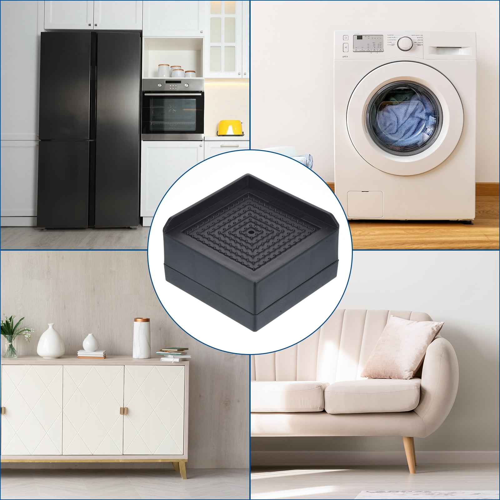 Unique Bargains Furniture Risers Bed Square Bed Risers Adjustable Couch Lifter Block Black 3" x 3" x 1.5"