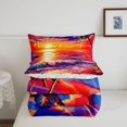 thumbnail image 5 of jejeloiu Bold Sunset Waves Full Size Comforter Sets For Girls,Sandy Beach Turtle Bedding Comforter Set,Warm Multicolor,Colorful Stars Reversible,3 Pieces,1 Comforter and 2 Pillowcases, 5 of 7