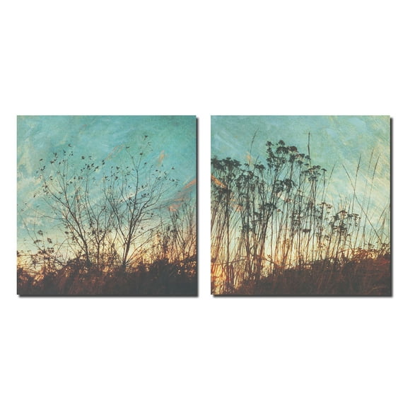Wild Grass I Beautiful Grass Silhouette Against a Sunset; Two 12x12 Poster Prints
