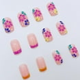 thumbnail image 3 of Uñas postizas adhesivas de acrílico RUPOFUZA, tamaño mediano cuadrado, florales, 24 piezas, 3 of 6