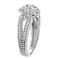 thumbnail image 3 of 14K White Gold Natural Swiss Blue Topaz Engagement Ring Round 6mm Engraved Split Shank Diamond Accents, size 6.5, 3 of 3