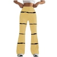 thumbnail image 4 of QATAINLAV High Waist Leggings for Women Flare Yoga Pants Compression Workout Bell Bottoms Trendy Stripe Printed Flared Trousers 2024 Fall Outfits Yellow M, 4 of 8