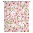 thumbnail image 2 of Pink Flowers Sheer Curtains 45 Inches Long, Watercolor Spring Botanical Floral Leaves Light Filering Curtains, Breathable Simi Curtain Privacy Drapes for Kitchen Bathroom Small Window Treatment, 2 of 9