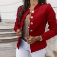 thumbnail image 3 of Scyoekwg Fall Jackets for Women Trendy Lightweight Solid Color Stand Collar Button Slim Suit Jackets Casual Loose Fall Coats Long Sleeve Outerwear(Red,XXXL), 3 of 5