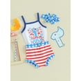 thumbnail image 3 of Hirigin My First 4th of July Baby Girl Outfits Letter Print Sling Tank Romper Top American Flag Shorts Headband 3Pcs Clothes Set, 3 of 8