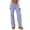Blue, variant on Musuos Women Striped Pajama Long Pants, Elastic Waist Tie-up Loose Lounge Pants Sping Fall Sleepwear