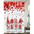 thumbnail image 2 of Valentines Shower Curtain, Romantic Valentine's Day Shower Curtain for Bathroom, Red Hearts with Cute Valentines Gnomes Shower Curtain for Travel Trailer Camping Theme, Hooks Include 47x64 inch, 2 of 5