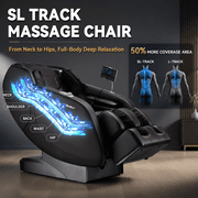 iBooMas 4D SL Track Full Body Massage Chair 3-Stage Zero Gravity Massage Chairs and Recliners with Heating, Bluetooth, Voice Prompts & App Control, Brown