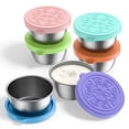 thumbnail image 1 of 6 Pack Salad Dressing Container  1.7oz/50ml Reusable Small Condiment Containers with Lids  Leakproof Silicone Lids Stainless Steel Sauce Cups Containers for Lunch Box  Picnic and Travel, 1 of 7