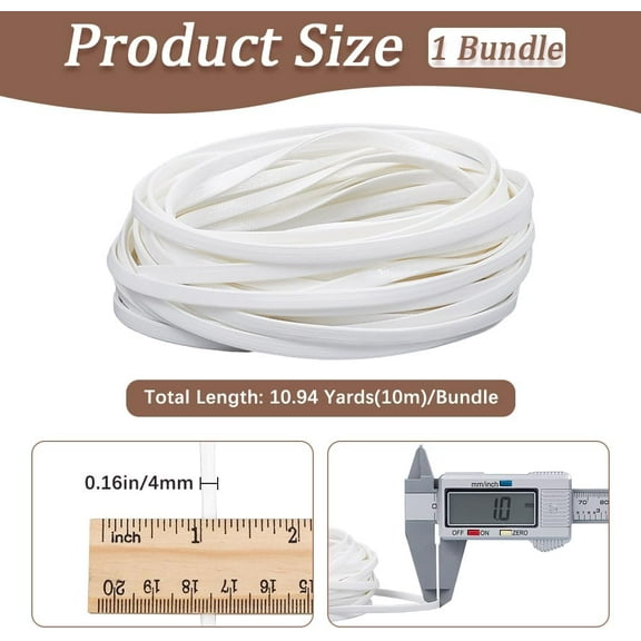 10m White PU Leather Strip Cord 4mm Wide Double Sided Flat Soft Braiding String Trimming Strap for DIY Sewing Crafts Belt Bracelet Jewelry Making