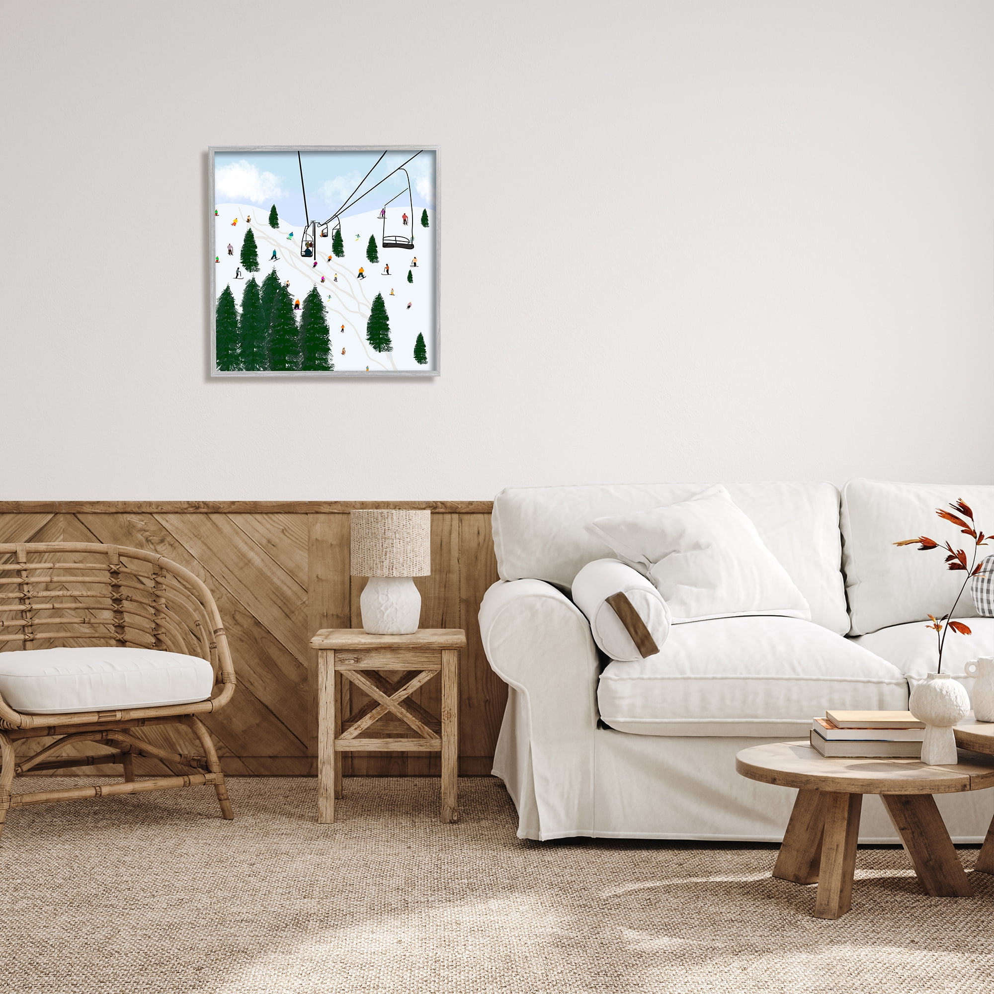 Stupell Industries Ski Lift Mountain Landscape Busy Slopes Winter Athletes, 24 x 24, Design by Ashley Singleton