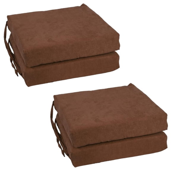 Blazing Needles Set of 4 Indoor Microsuede Chair Cushions, Chocolate