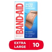 Band-Aid Brand Water Block Tough Strips Bandages, Extra Large, 10 Count