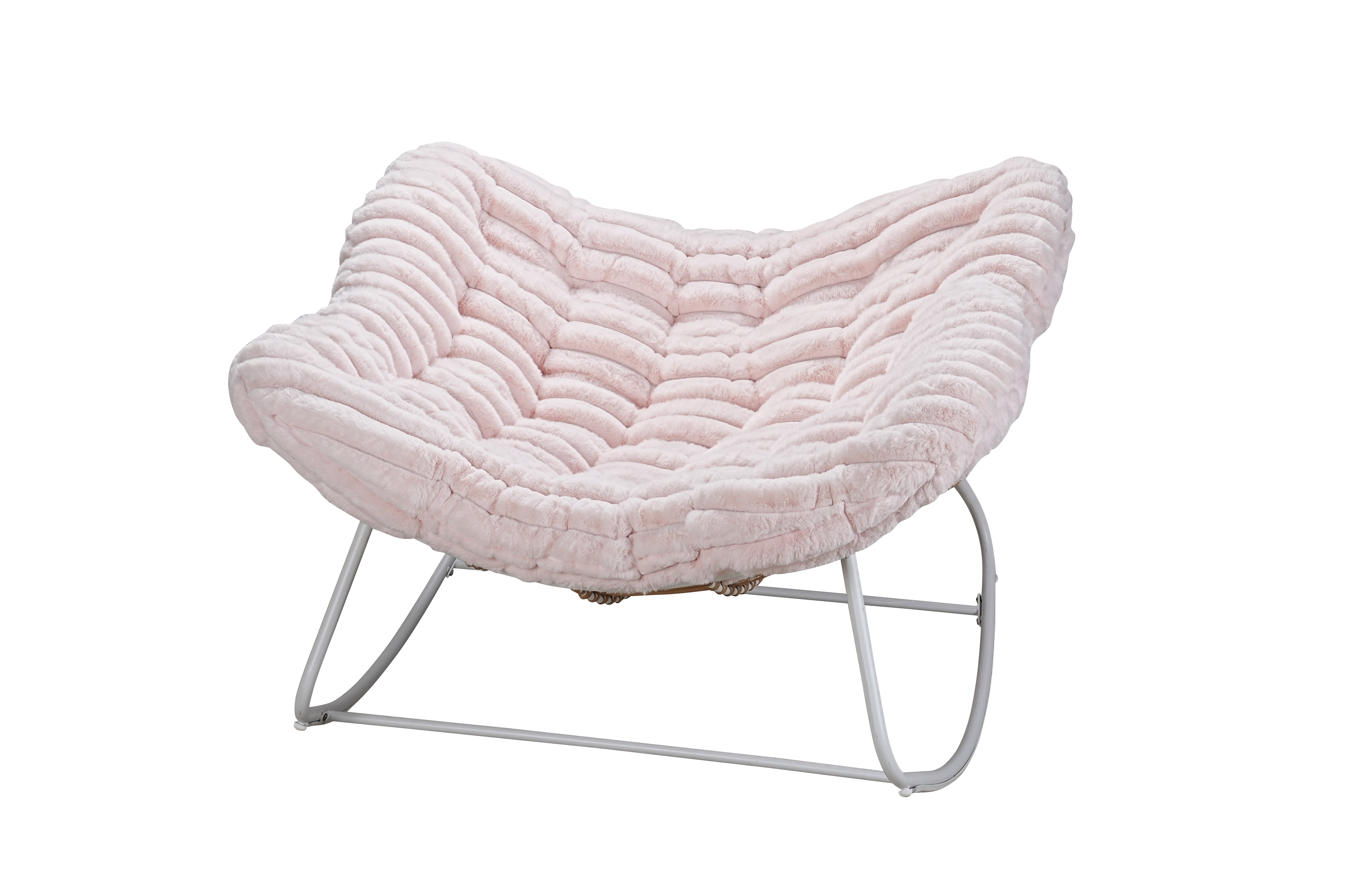 Large Papasan Rocking Chair 42"W x 44"D x 34"H - Heavy Duty Steel Frame with E-Coating, Handwoven PE Rattan, 4.9" Thick Plush Cushion