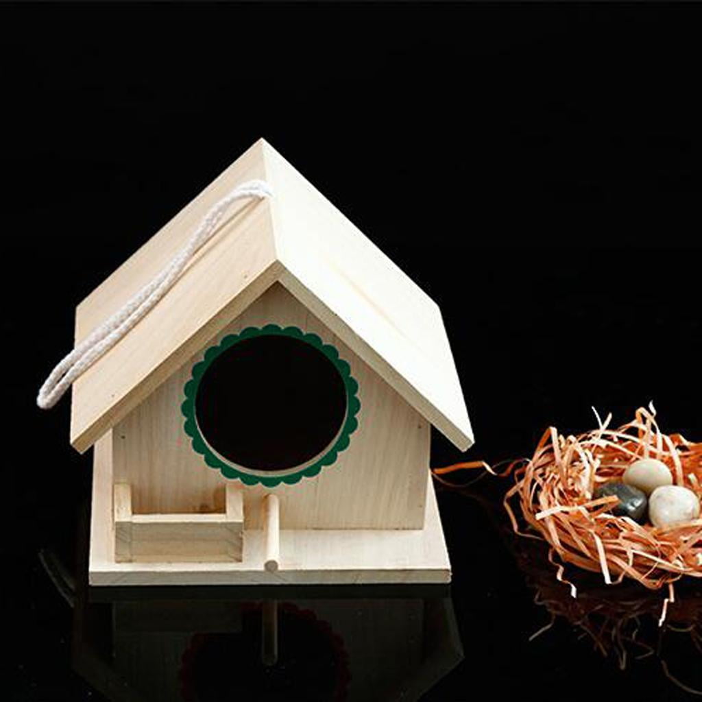 Natural Wooden Birdhouse, Small Hanging Birdhouse Outdoor, Garden Patio Decorative Bird House for Sparrow Hummingbird Finch Wren Swallows - Green