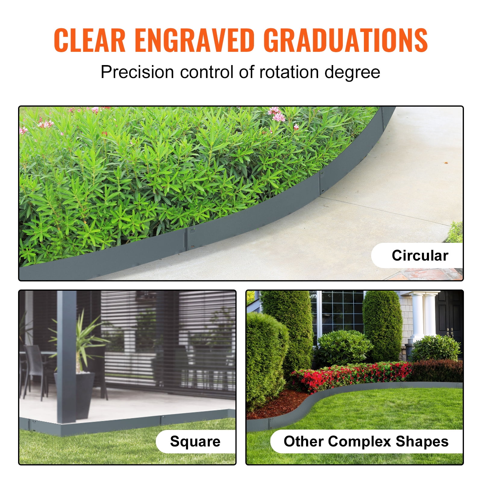 KFFKFF 5 PCS Metal Landscape Edging 39" L x 5" H Steel Garden Border 3.15" Spike Length Flexible Hammer-In Outdoor Landscaping Edge for Lawn, Garden, Walkway, Yard (Dark Grey)