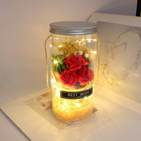 

Rose Flower Night Light Rose in Glass Wishing Bottle Night Lamp Decor for Valentine s Day Wedding Gift Red Rose with Light