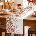 thumbnail image 5 of Brown Leaves Table Runner - 72 Inch Long Summer Botanical Cotton and Linen Blended Dress Scarves Farmhouse Table Runner for Kitchen Dining, Coffee Table, 13" x 72", 5 of 8