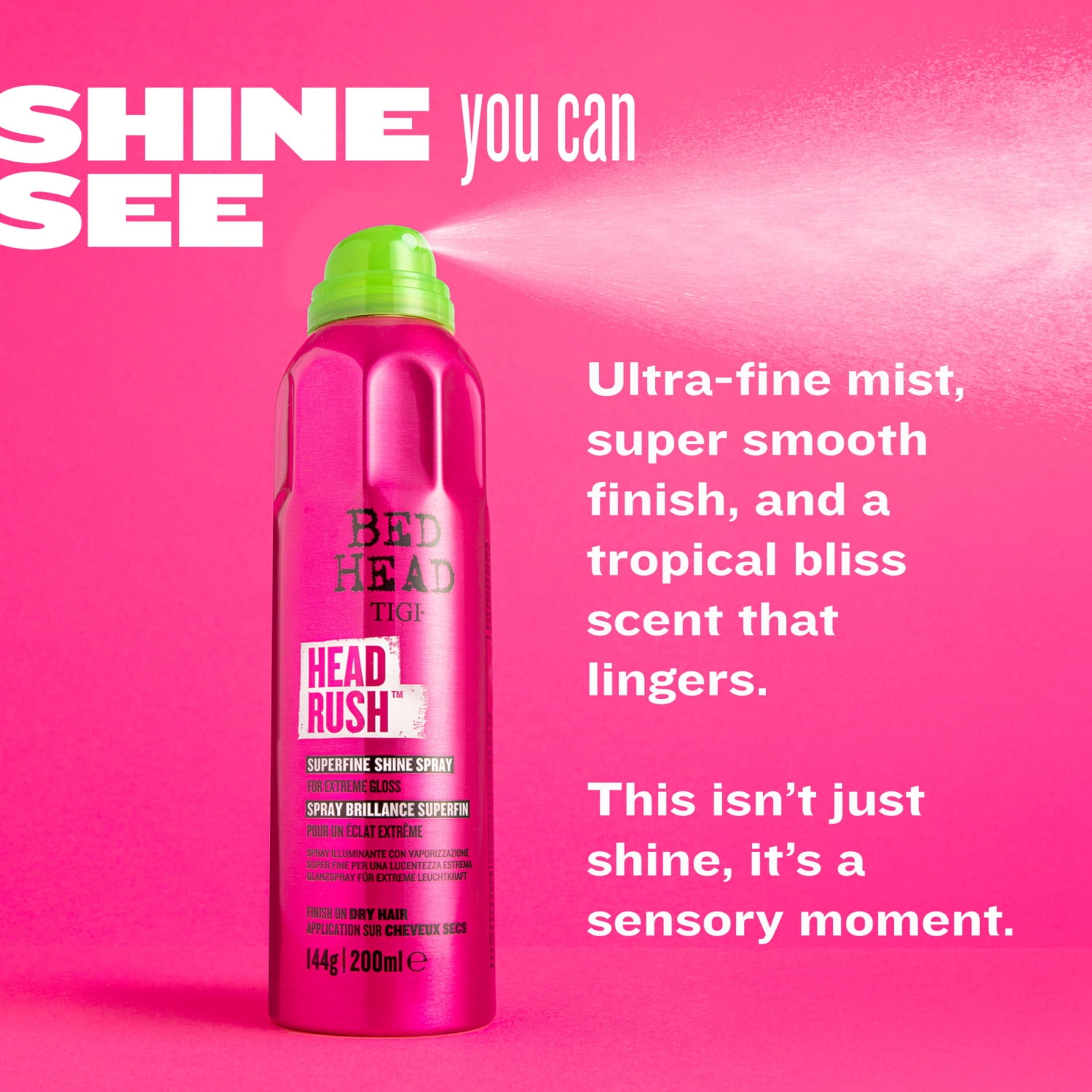Bed Head by TIGI Headrush Fragrance & Shine Finishing Spray, 5.3